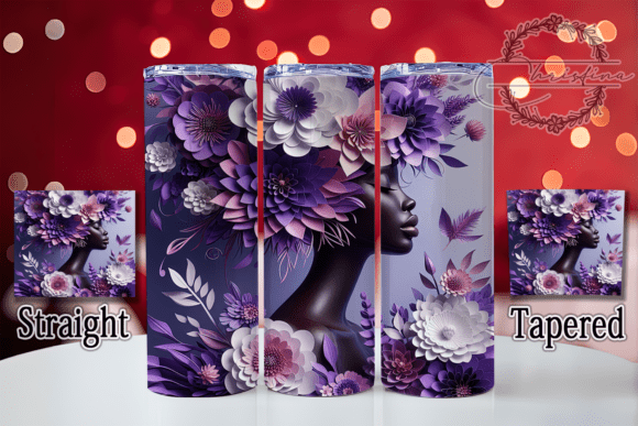 3D Black Woman Purple Floral Tumbler: A Vibrant Addition to Your Creative Projects