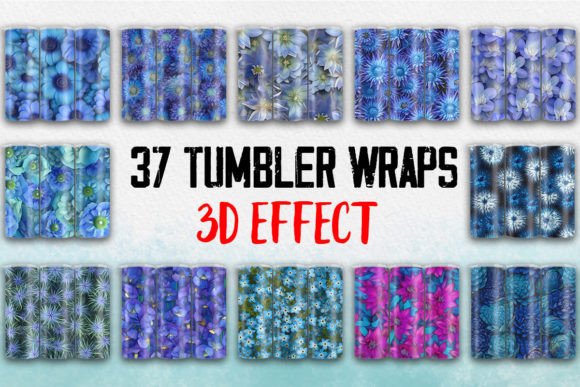 3D Blue Tumbler Wrap Design