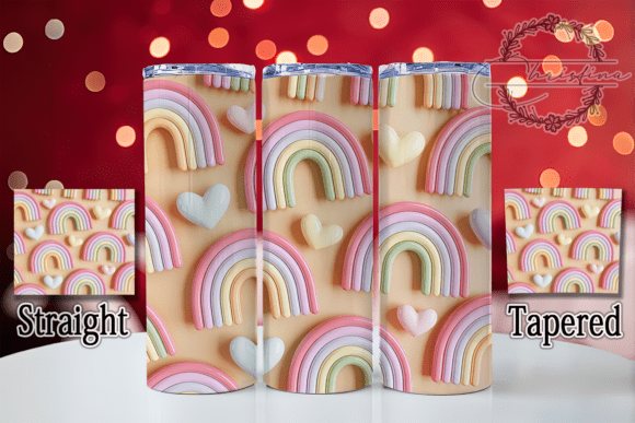 3D Boho Rainbow Heart Tumbler Design