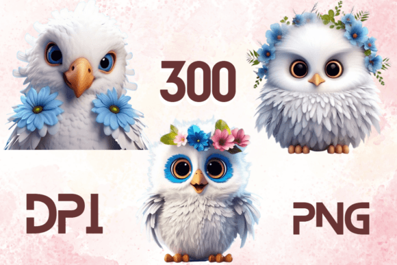 3D Cute Birds Sublimation Clipart 04