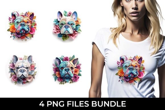 3D Floral Fantasy Bulldog Sublimation: Unleash Cuteness Overload with Your Wardrobe