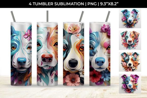 3d Floral Fantasy Jack Russell Tumbler
