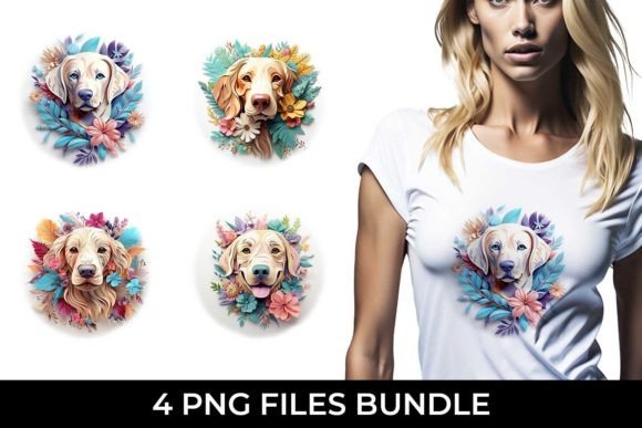 3D Floral Golden Retriever Sublimation