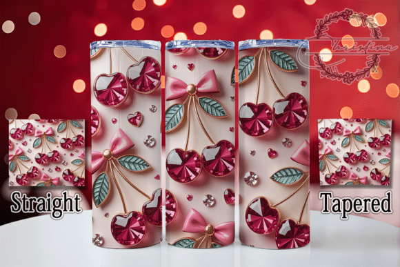 3D Inflated Rhinestone Cherry Tumbler