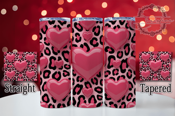 3D Pink Leopard Heart Tumbler Design for Creative Projects